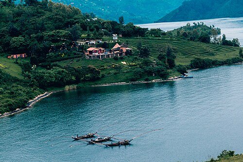 Lodge on the shore of lake kivu